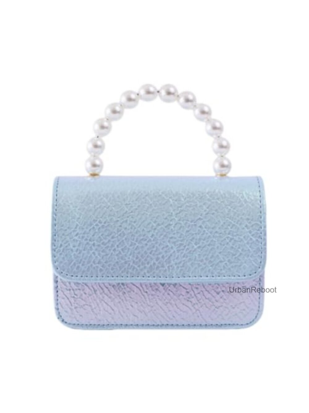 Holographic Mini Crossbody Shoulder Bag Faux Pearl Handle PU Leather